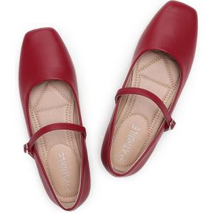 ATHMILE Mary Jane Shoes Women Ballet Flats Shoes for Women Slip on Comfortable Dressy Adjustable Strap for Work Office Business Casual (8.5, Dark Red) ATHMILE Mary Jane Shoes Women Ballet Flats Shoes for Women Slip on Comfortable Dressy Adjustable Strap for Work Office Business Casual (8.5, Dark Red)