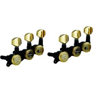 Guyker Guitar Locking Tuners (6 for Left) - 1:18 Lock String Tuning Key Pegs Machine Head Replacement for ST TL SG LP Style Electric, Folk or Acoustic Guitars - Gold+Black