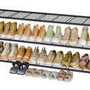 3 Tier Shoe Rack for Closet, 46.5 Inch Extra Long Shoe Storage Organizer for Shelves, Heavy Duty Metal, Easy Assembly, Black