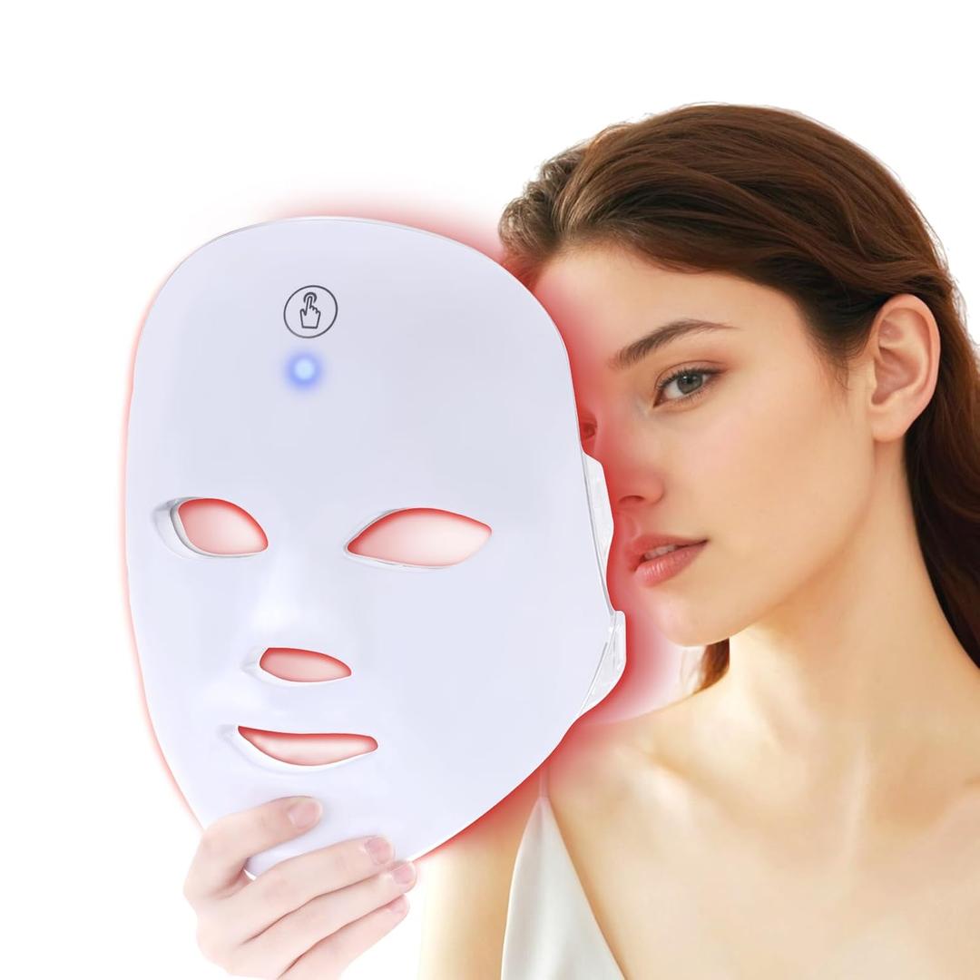 Red Light Therapy for Face, Blue LED Light Therapy Mask,7-1 Colors LED Facial Skincare Mask at Home, USB Rechargeable, Cordless