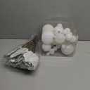 Janinka 36 Pack Christmas Poinsettia Flowers Decoration Set Include 12 Pcs Artificial Glitter Poinsettia, 24 Pcs Hanging Christmas Balls and Teardrop Ornaments for Xmas Holiday Decor(White)