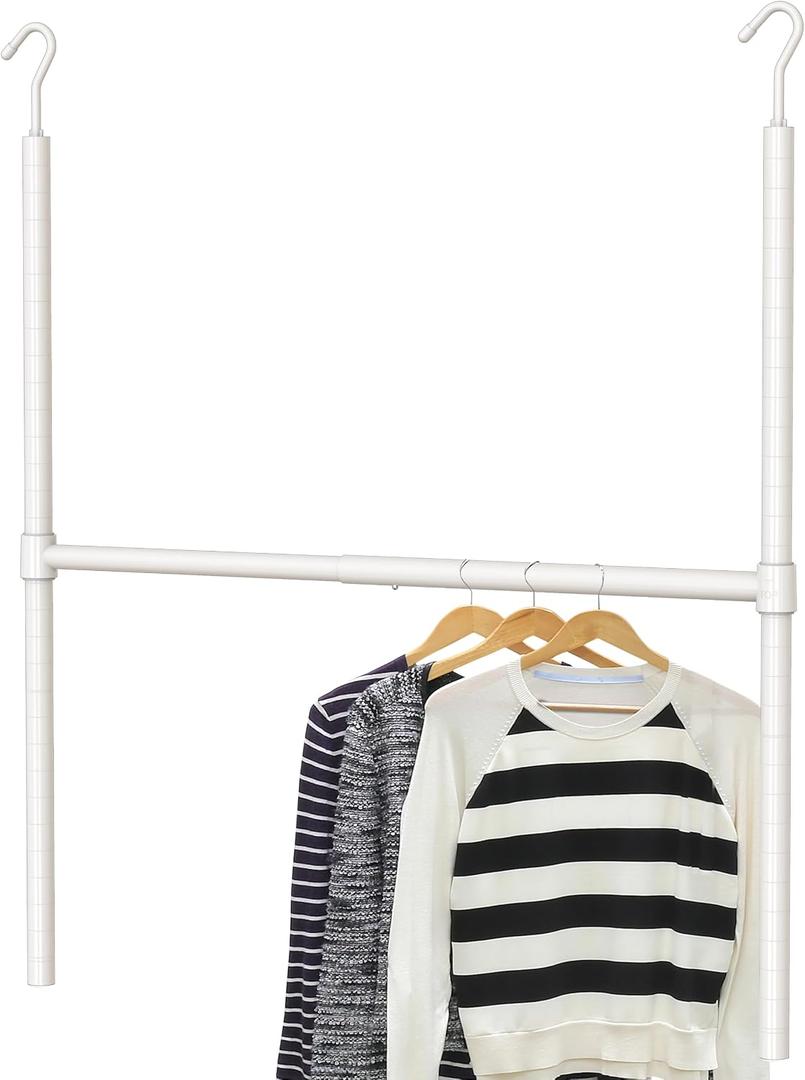 Simple Houseware Adjustable Closet Hanging Rod, White