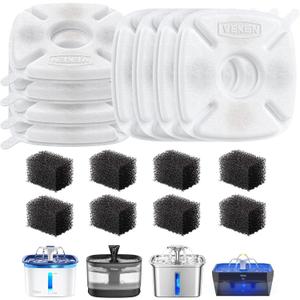 Veken Cat Water Fountain Filter, F1, Classic 8 Pack Replacement Filters