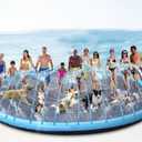 21 ft Giant Inflatable Splash Pad Extra Large 252" 2025 Update Non Slip Pad for Adults Large Dogs Pets Giant Thicken Sprinkler Pool Summer Outdoor Fun Backyard Fountain Play Mat (Classic Style)