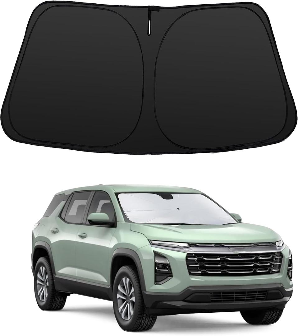 Windshield Sun Shade Custom Fit for 2024 2025 2026 Chevy Equinox EV Accessories Foldable Sunshade Sun Blocker Protect Car from Sun Rays & Heat Damage Keep Car Cooler