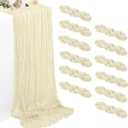 12 Pack Beige Cheesecloth Table Runners 35 x 120 Inch Rustic Boho Gauze Christmas Table Runner for Wedding Arch, Party Decoration, Bridal Shower, Reception, Farmhouse Dining Decor