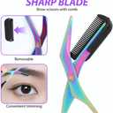 4 x Eyebrow Trimmer Scissor,Eyebrow Trimmer for Women Men,2-in-1 Professional Finger Grip Brow Scissors Scissor with Comb,Non-Slip Eye Brow Razors,Eye Brow Shaper Makeup Tool (Glossy black)