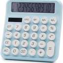 Pack Of 2 OFFIDIX Calculator 12 Digit Large LCD Display, Basic Desktop Big Button Calculator, Dual Power Solar Calculator for Office, School, Home(Blue)