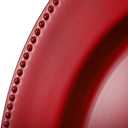 Okllen 12 Pack Plastic Round Charger Plates, 13" Red Beaded Charger Plates Decorative Dinner Chargers, Embossed Charger Serving Plates for Wedding, Catering Event, Tabletop Decor