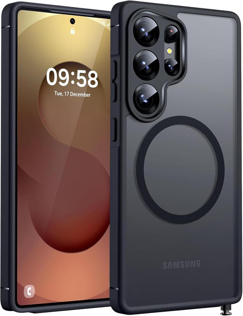 TOCOL for Samsung Galaxy S25 Ultra Case, Upgraded Full Camera Protection, Compatible with Magsafe, Drop Protection Slim Magnetic Matte Back Cover for S25 Ultra 6.9 inch (Black)