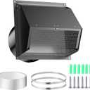 6 Inch Hooded Wall Vent with Screen and Damper,Wall Exhaust Vent Cover Cap,Dryer Vent Cover Outside,External Extractor Wall Vent Hood for House Kitchen Range Hood Air Ventilation Black