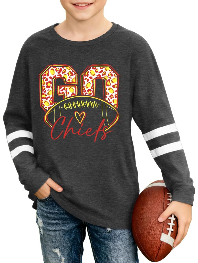 Boys Girls Football Shirt Game Day T Shirt Sport Lover Long Sleeve Tops