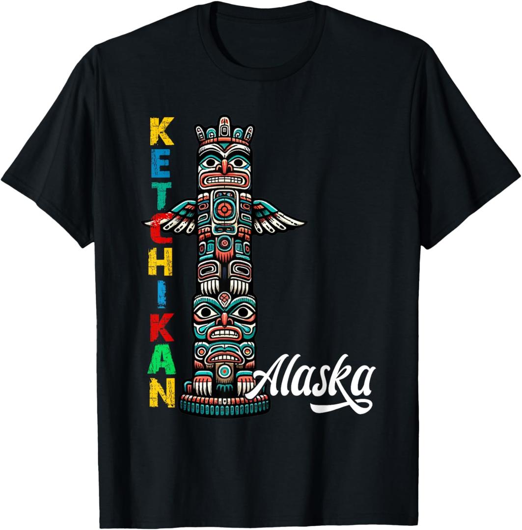 Ketchikan Alaska Totem Pole Ketchikan Alaska Souvenir T-Shirt (Small, Black)