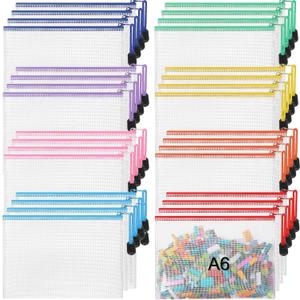 Jetec 32 Pcs Mesh Zipper Bags Toy Storage Bikini Organizer Bag Bolsas Para Guardar Trajes De Bano Waterproof Zipper Reusable Pouch Puzzle Multipurpose for Storage Office(Cute Color,7.5 x 5 Inch)