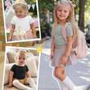 3 Pack Toddler Girls' Short Sleeve Tops | Baby, Cute, Tee, Crop, Lettuce Trim, Kids, T-shirt, Boat Neck, Blouse, Solid, Casual, Summer, Plain, Classic, Elegant