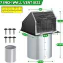 7Inch Wall Vent with Screen and Damper,Galvanized Steel Hooded Wall Vent Cover Cap Exhaust Vent Cover Outside,Exterior Vent Hood Outdoor for Kitchen Range Hood Laundry Dryer Bathroom Fan Duct Air Vent