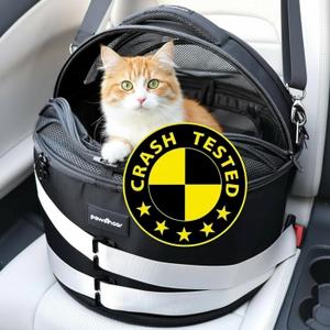 Crash-Tested Portable Small Dog Car Seat & Cat Carrier CPS Certified for Crash Protection & Safe Pet Travel.