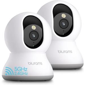 Blurams 5G Cameras for Home Security, 2K Pet Camera with Phone App, 360° PTZ Indoor Camera w/Dual-Band WiFi6, Free Human/Motion/Sound Detection, 2-Way Talk, Night Vision, Compatible with Alexa, 2Pack