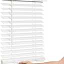 Lotus & Windoware Cordless Faux Wood Blind, Smooth, Bright White, Privacy Slats, Blinds for Indoor Windows, 38" Wide x 48" Long