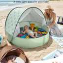 Baby Beach Tent with Pool, 3-in-1 Upgrade Pop Up UPF 50+ Sun Protection Shelter with Mosquito Net Babies Toddlers Portable Outdoor Summer Essentials for Beach, Backyard, Indoor- Green Leaves