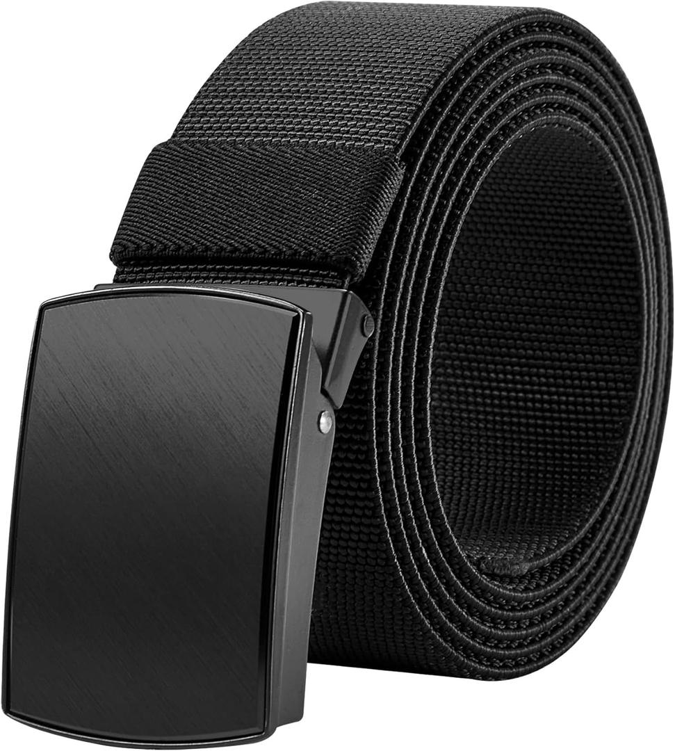 Bluecton Mens Belt Plus Size Adjustable Web Work Belts for Men Black 51'' Big and Tall
