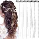 Chunyin 4 Pcs Rhinestone Hair Chains for Women Pearl Charm Rhinestone Hair Jewelry Accessories Crystal Extensions Clips Silver Gold Pins for Braids(Mixed Pearls)