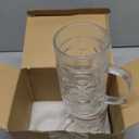 20 OZ Beer Stein Mugs, German Clear Large Tall Beer Glasses With Handle for Men, Wave Point glass Mug Set of 2