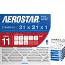 Aerostar 21x21x1 MERV 11 Air Filter, 6 Count, ACTUAL SIZE (20.88 x 20.88 x 0.75), HVAC, Air Conditioning & Furnace Filter for Dust, Pet Dander, Smoke & Allergies (MPR 1200 / FPR 7), Made in USA
