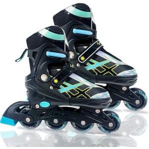 Adjustable Inline Skates for Boys Girls Ages 4-16, All 8 Wheels of Inline Roller Skates Light Up, Roller Skates Blades for Youth Kids Indoor & Outdoor Beginners, Large - Youth