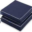 MIULEE 19 x 19 x 3 Inch Outdoor Chair Cushions,Waterproof Seat Cushions for Patio Furniture Garden with Ties Patio Chair Cushions Set of 2,Navy