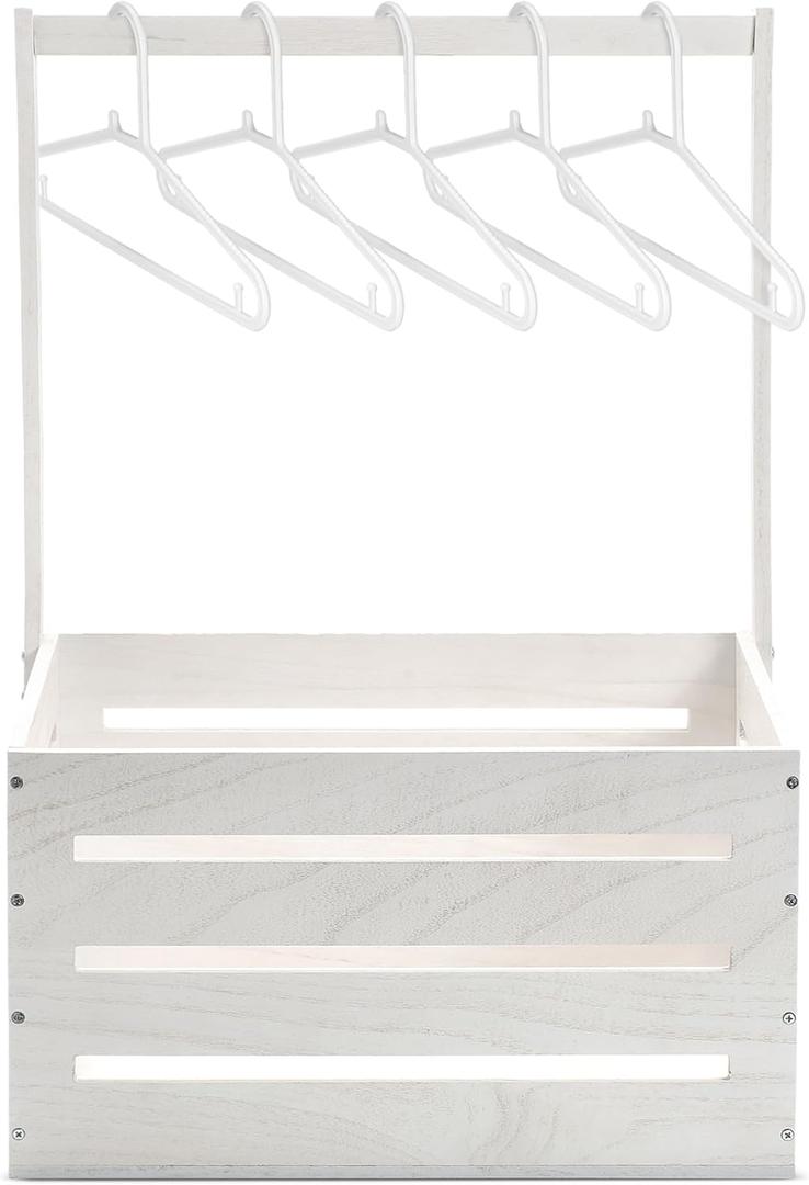 Suzile White Wooden Baby Shower Crate Closet Wood Basket for Gifts with Handle Boy Girl Clothes Gender Reveal Storage Box for Newborn New Parent (Classic)