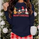 KIMSOONG Christmas Sweatshirts for Women Merry and Bright Santa Print Xmas Sweatshirt Crewneck Pullover Shirts (Blue, XL)
