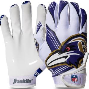 Franklin Sports Youth NFL Football Receiver Gloves - Kids Football Gloves Pair - NFL Team Logos and Silicone Palm (Youth Medium/Large)