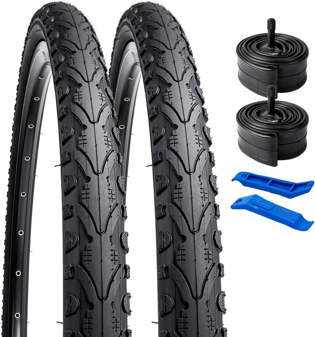 YUNSCM 26" Bike Tires 26 x 1.75/47-559 and 26" Bike Tubes Compatible with Road 26x1.50 26x1.75 26x1.90 Bike Bicycle Tires and Tubes (W-2015)