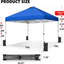 OLIXIS 10x10ft 1-Person Pop Up Canopy Tent, Heavy Duty One Push Setup Portable Outdoor Shelter for Beach Events Camping with Rolling Carry Bag, Navy Blue