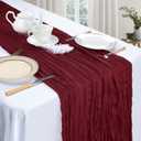 6 Pack Burgundy Cheesecloth Table Runner 10ft Boho Gauze Fabric Cheese Cloth Table Runner 35 x 120 Inch Rustic Sheer Runner for Holiday Baby Shower Home Dcor Party Wedding Decoration