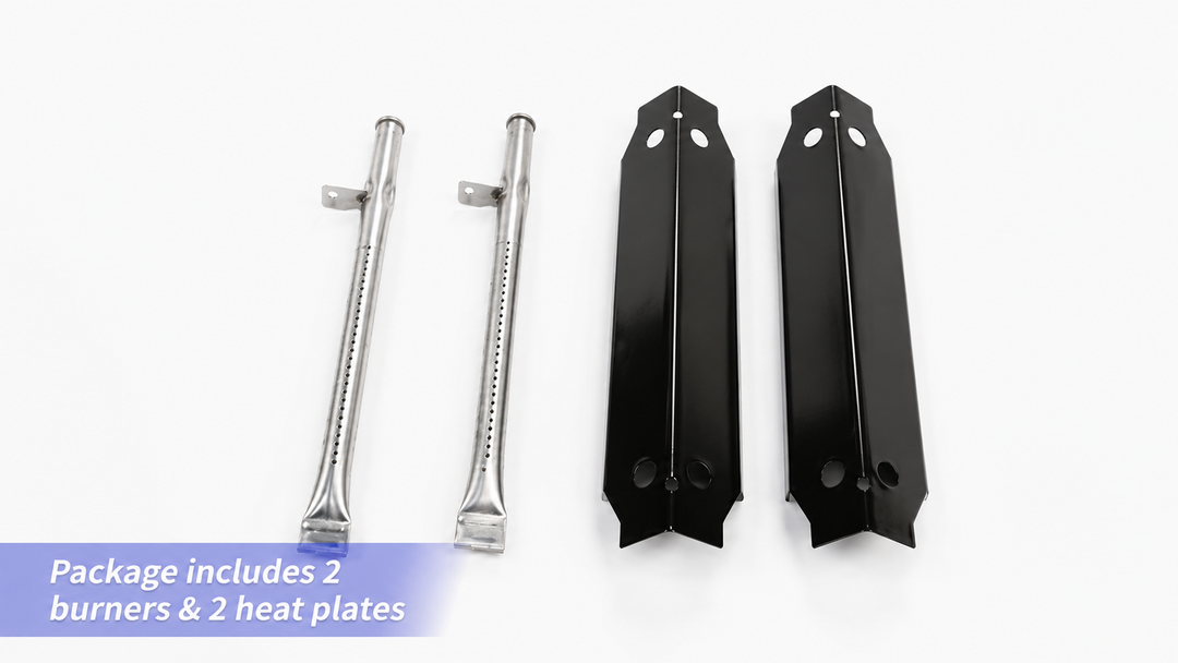 Uniflasy Grill Replacement Parts for Dyna-Glo 2 Burner DGC310CNP-D, DGC310RNP-D, DGC310BNP-D Grill Models, Grill Burner and Porcelain Steel Heat Plate Shield for Dyna-Glo DGC310CNP-D