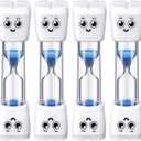 Weewooday 4 Pieces Toothbrush Timer 2 Minute Sand Timer Smile Pattern Tooth Brushing for Proper Tooth Brushing Oral Hygiene(Blue)