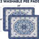 Washable Pee Pads for Dogs 2 Pack,18"x24" Waterproof Non-Slip Reusable Puppy Pad with Fast Absorbent,Leakproof Whelping Pads for Pet Housebreaking (Indigo Blue Medallion, 18"x24"(Pack of 2))