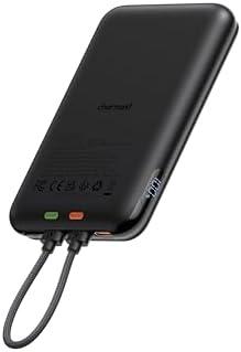 charmast 10000mAh Wired Portable Charger, 20W Fast Charging Slim Power Bank with Removable Cable for iPhone & Android, Hand-Free Battery Pack with Digital Display for Short Travel (No-Wireless)