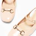 PiePieBuy Womens Slingback Chunky Heels Mary Jane Shoes Slip On Buckle Strap Dress Shoes Closed Round Toe Pumps (8, Beige)