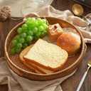 16.9" Round Rattan Tray, Hand Woven Serving Tray with Handles, Wicker Serving Basket, Decorative Tray for Home Decor, Natural