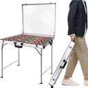 Trade Show Display Case for Cards 34" x 22" Aluminum Portable Locking Display Case with Wheels and Foldable Stand, Clear Acrylic Top Tabletop Showcase for Jewelry, Collectible & Sports Cards