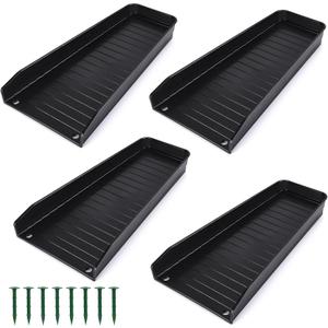 Creative.C 4 Pack Rain Gutter Downspout Splash Block,Rain Diverter Downspout, Downspout Diverter, Gutter Downspout Extensions for Cement Floor Lawn Ground (Black)