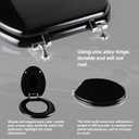 Black Elongated Toilet Seat Natural Wood Toilet Seat with Zinc Alloy Hinges, Easy to Install also Easy to Clean, Scratch Resistant Toilet Seat by Angol Shiold (Elongated, Black)
