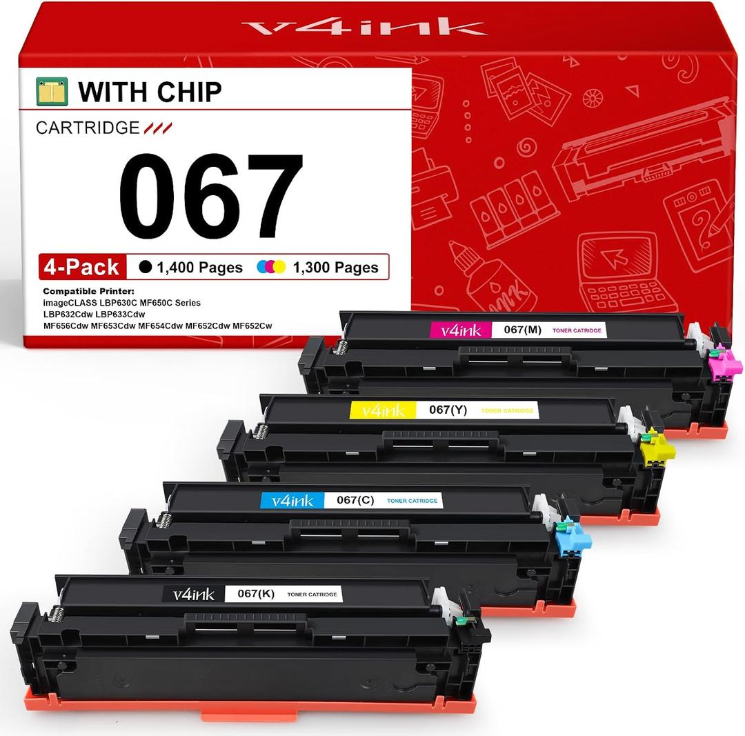 067 Toner Cartridge Set 4 Pack Compatible Replacement for Canon 067 Toner Cartridge Set for use with Color imageCLASS MF650 LBP630 Series LBP632Cdw MF654Cdw MF653Cdw MF656Cdw MF652Cw Printer