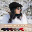 Women Winter Warm Knit Hat for Men Wool Snow Ski Caps with Visor Warm Fleece Lined Hat Soft Beanie Cap (Black)