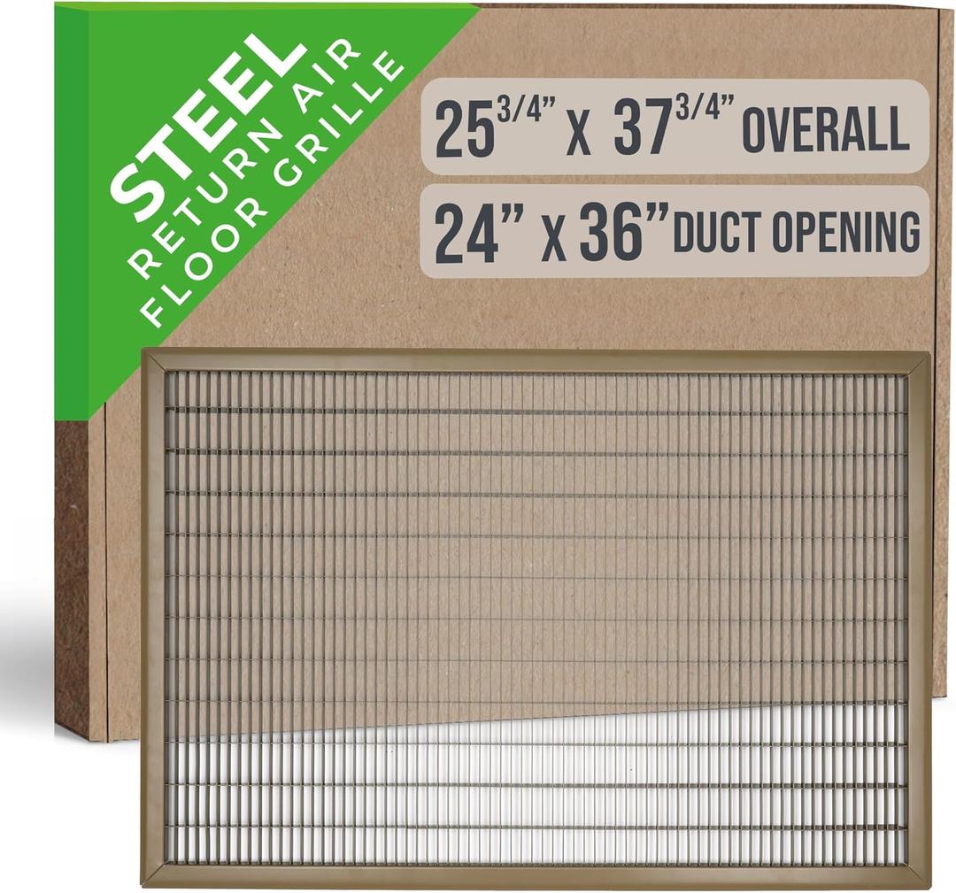 Fits 24x36 and 36x24 Duct Opening | Return Air Floor Grille by Handua | Walkable Vent Cover Grill for Floor | Brown | Heavy Duty Fixed Blades | Outer Dimensions: 25.75"W X 37.75"H