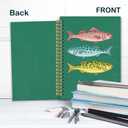 3 x Dark Green Fishes Spiral Notebook, Ocean Spotted Fish Journal, Coastal Beach Journals for Writing, French Le Poisson Marine Biology Notebooks for Note Taking, 5.5x8.3 Inch