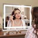 ROLOVE 23x18 Inch Lighted Vanity Mirror, 3-Color Dimmable LED & Touch Control - Large Makeup Mirror for Dressing Room (Wall/Tabletop Mount)